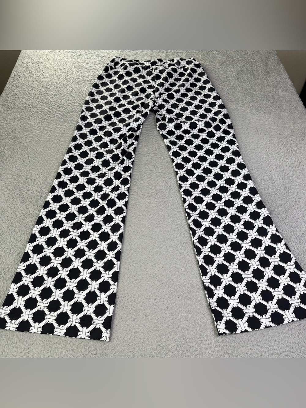 Lulu B Pants Womens Small Black White Rope Print Active Pull On Straight Preppy - Picture 2 of 9